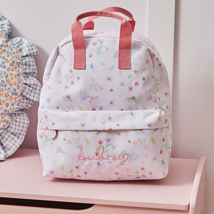 Personalised Grab Handle Medium Fruit Floral Backpack