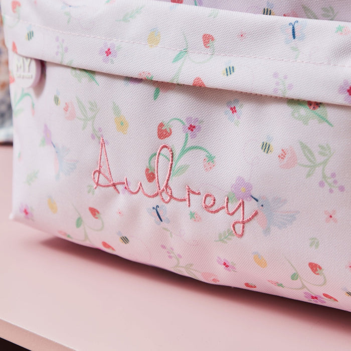 Personalised Grab Handle Medium Fruit Floral Backpack