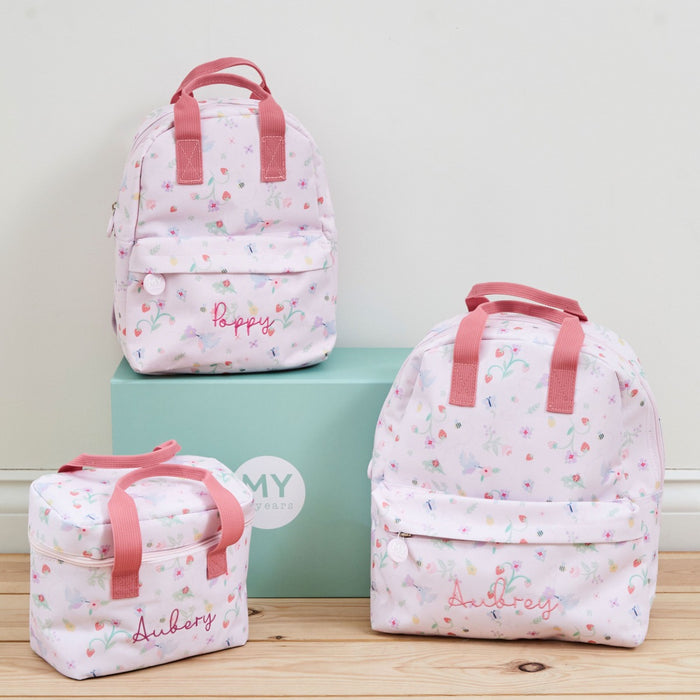 Personalised Grab Handle Medium Fruit Floral Backpack