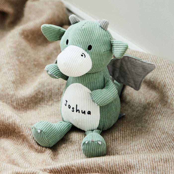 Personalised Green Cord Dragon Soft Toy