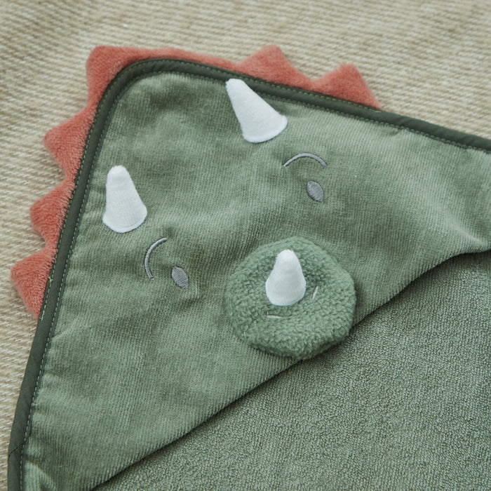 Personalised Green Dinosaur Hooded Towel