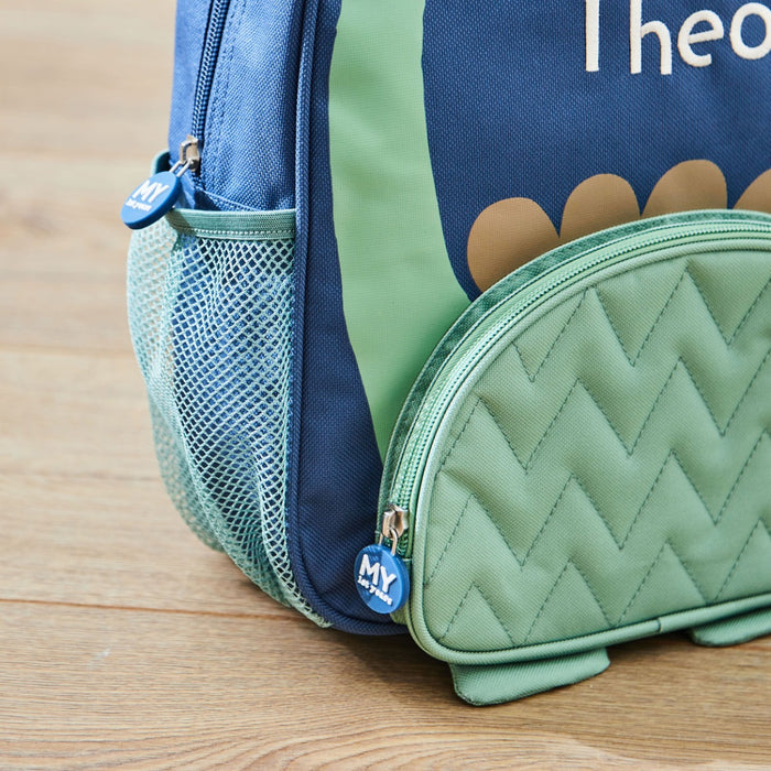 Personalised Green Dinosaur Medium Backpack