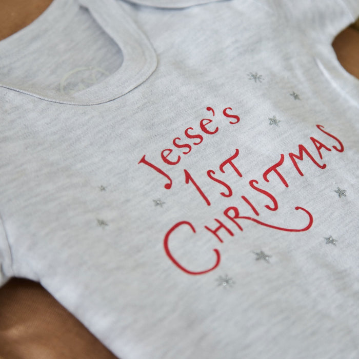 Personalised Grey 1st Christmas Bodysuit