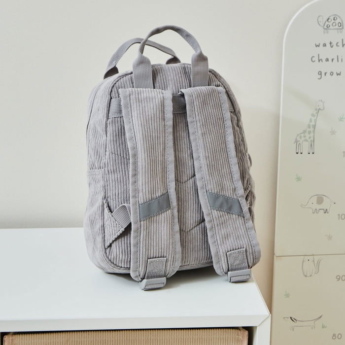 Personalised Grey Cord Cuddle Club Mini Backpack