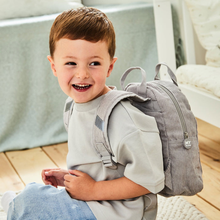 Personalised Grey Cord Safari Design Mini Backpack