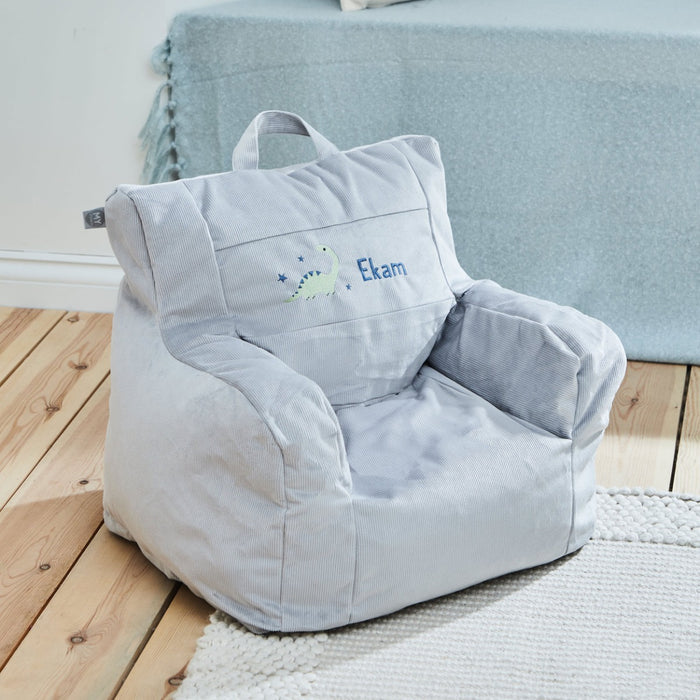 Personalised Grey Dinosaur Bean Bag Chair