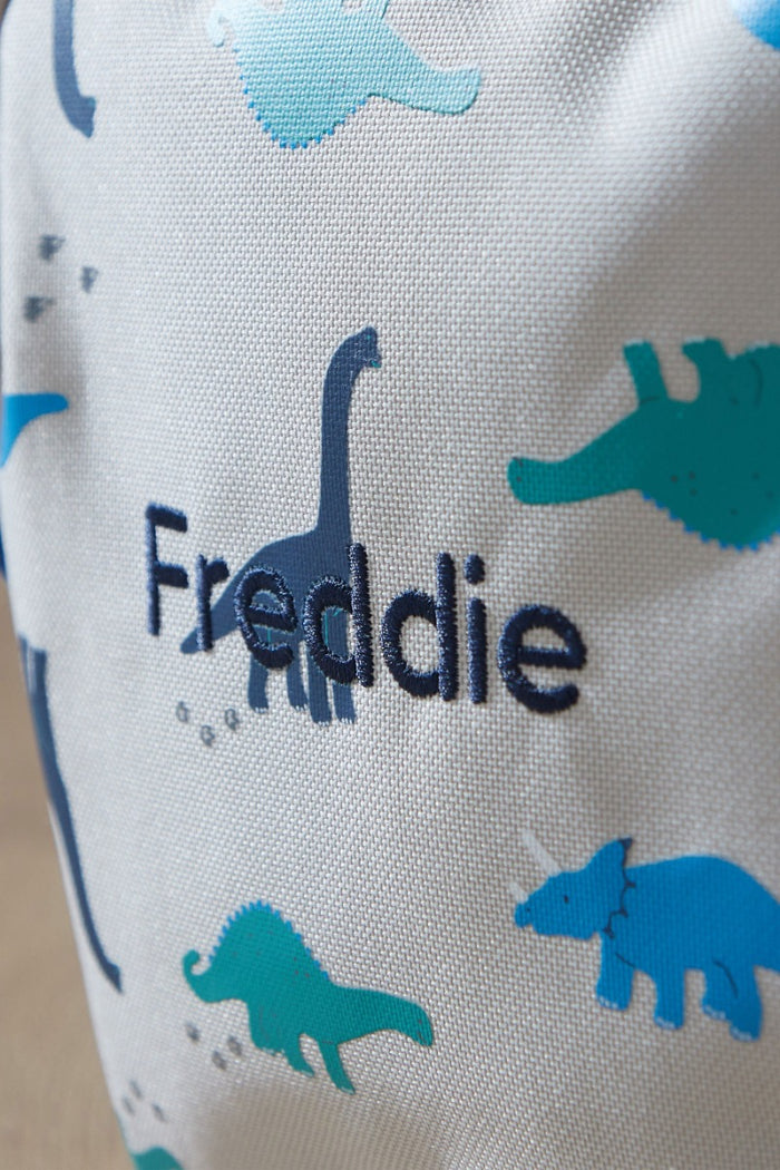 Personalised Grey Dinosaur Print Medium Backpack
