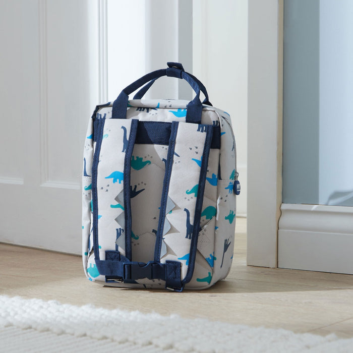 Personalised Grey Dinosaur Print Medium Backpack