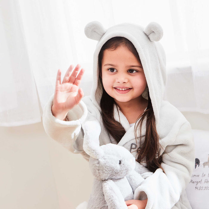 Personalised Grey Fleece Robe with Ears