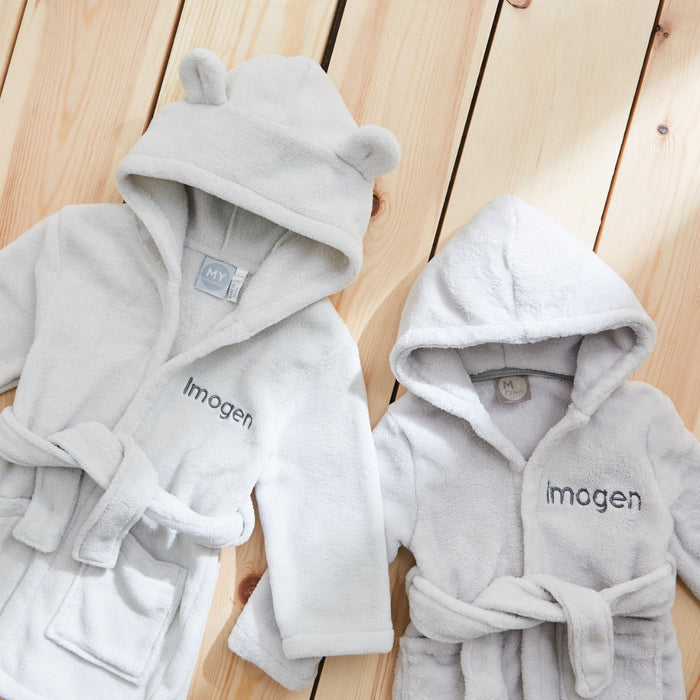 Personalised Grey Fleece Robe with Ears