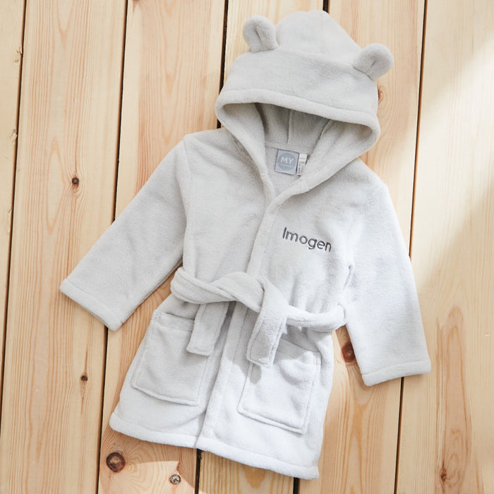 Personalised Grey Fleece Robe with Ears