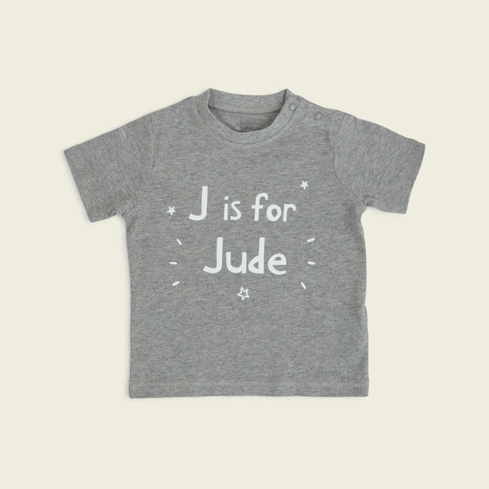 Personalised Grey Initial Design T-Shirt