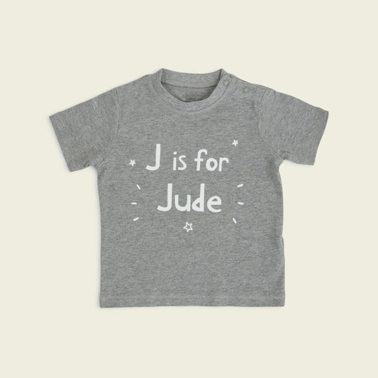 Personalised Grey Initial Design T-Shirt
