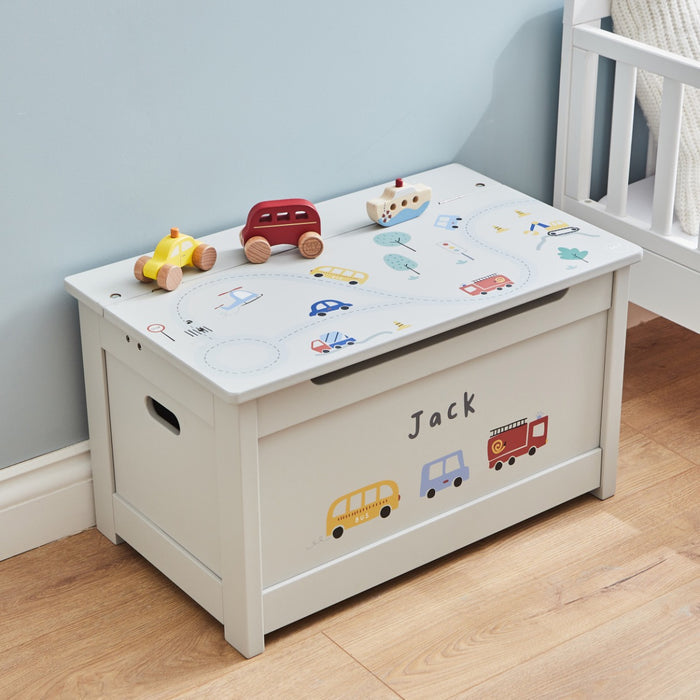 Personalised Grey On The Move Toy Box