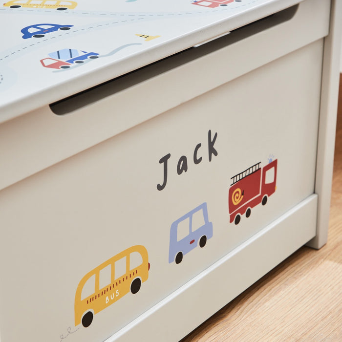 Personalised Grey On The Move Toy Box