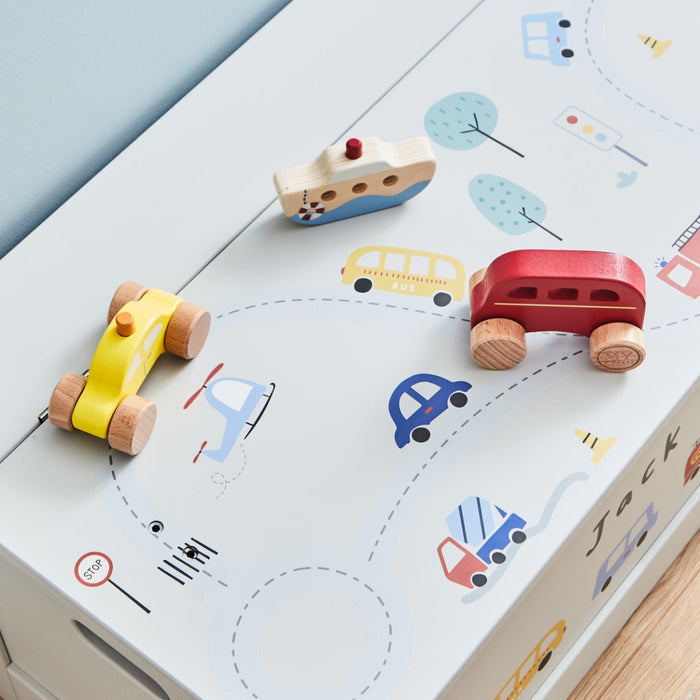 Personalised Grey On The Move Toy Box