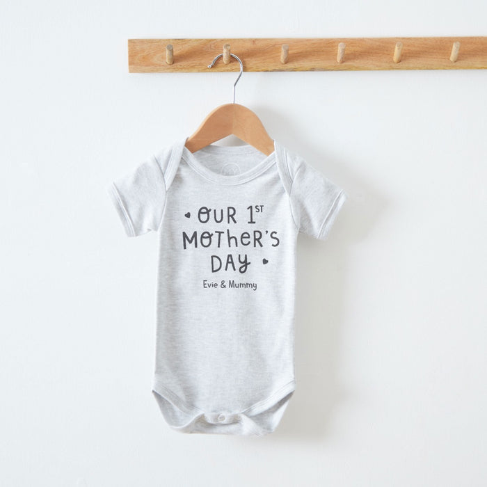 Personalised Grey Our 1st Mothers Day Bodysuit