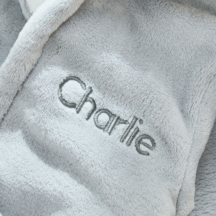 Personalised Grey Penguin Fleece Robe
