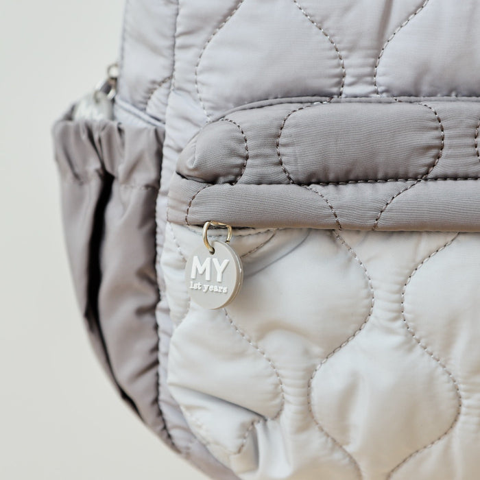 Personalised Grey Quilted Medium Backpack