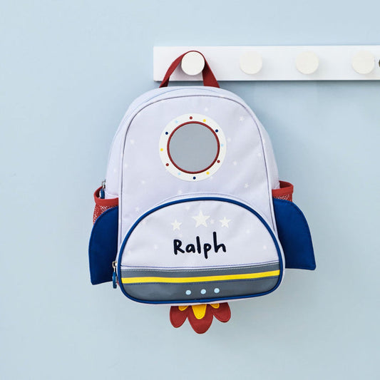 Personalised Grey Rocket Mini Backpack