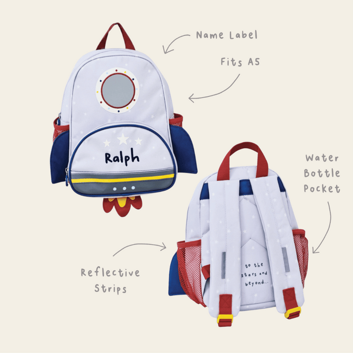 Personalised Grey Rocket Mini Backpack
