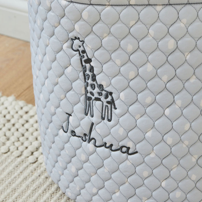 Personalised Grey Spot Giraffe Storage Bag