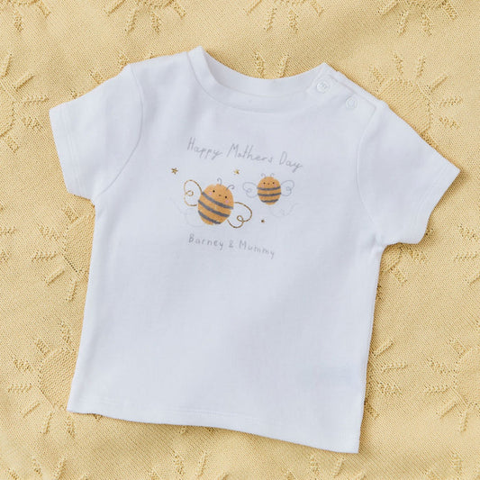 Personalised Happy Mother's Day Bee T-Shirt in White