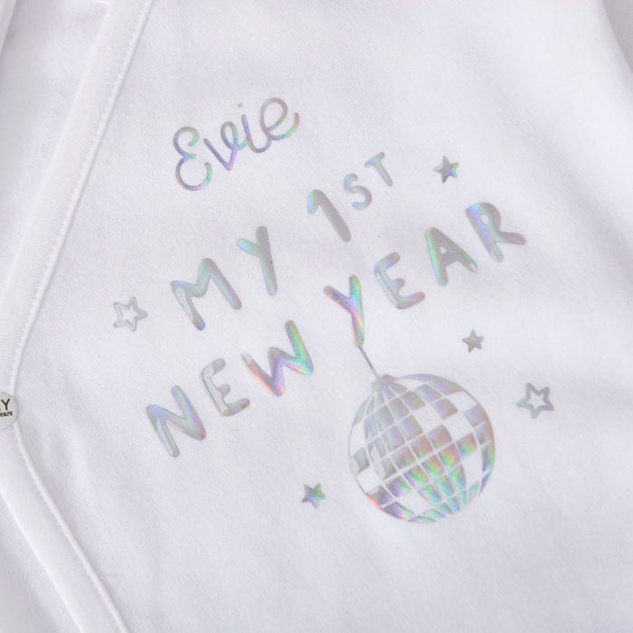 Personalised 'Happy New Year' Wrap Sleepsuit and Hat