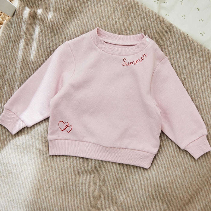Personalised Heart Duo Pink Sweatshirt