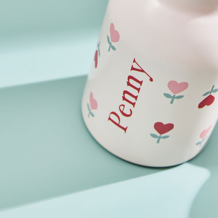 Personalised Heart Flower Pink Water Bottle