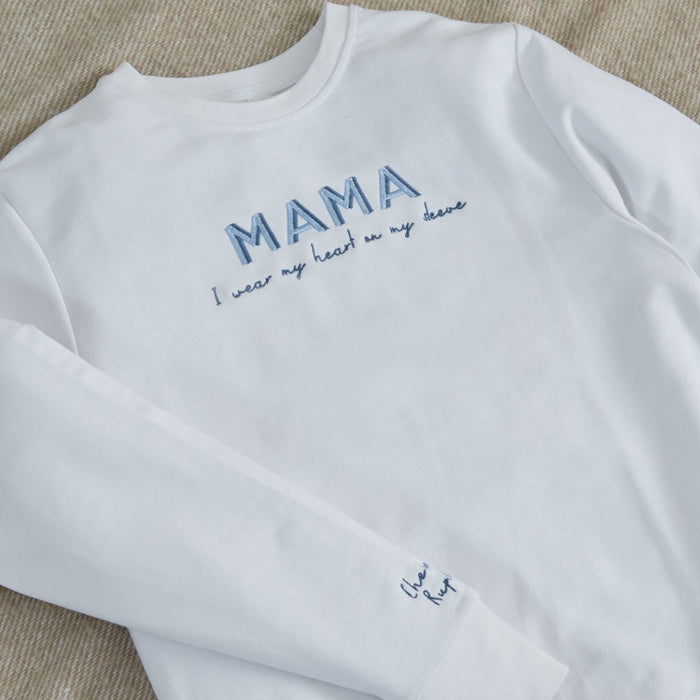Personalised Heart On Her Sleeve Mama Ecru Sweatshirt
