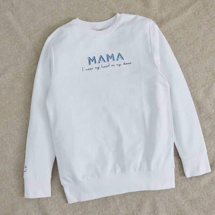 Personalised Heart On Her Sleeve Mama Ecru Sweatshirt