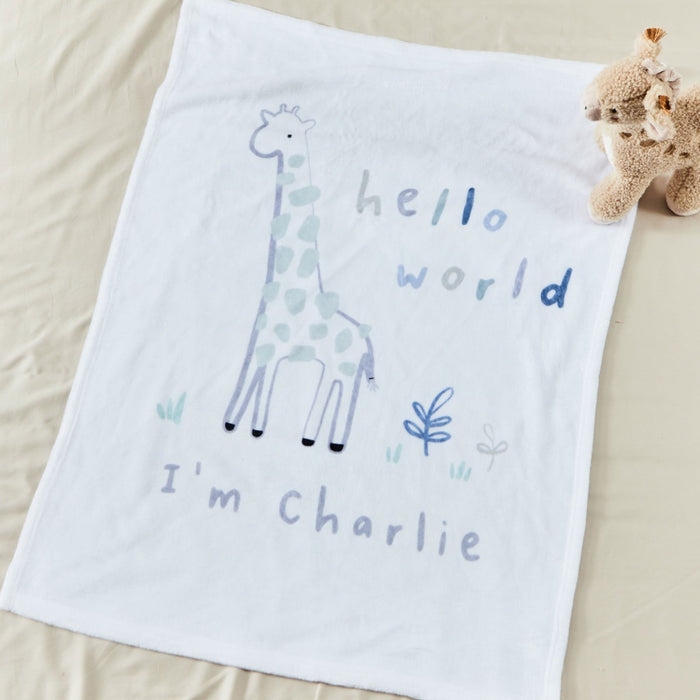 Personalised Hello World Ivory Fleece Blanket