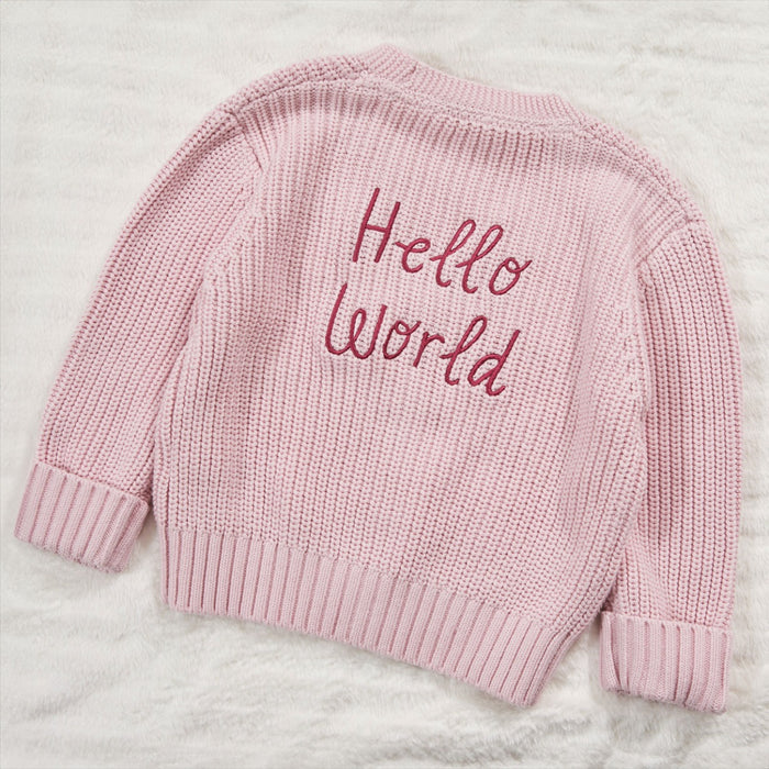 Personalised Hello World Pink Cardigan