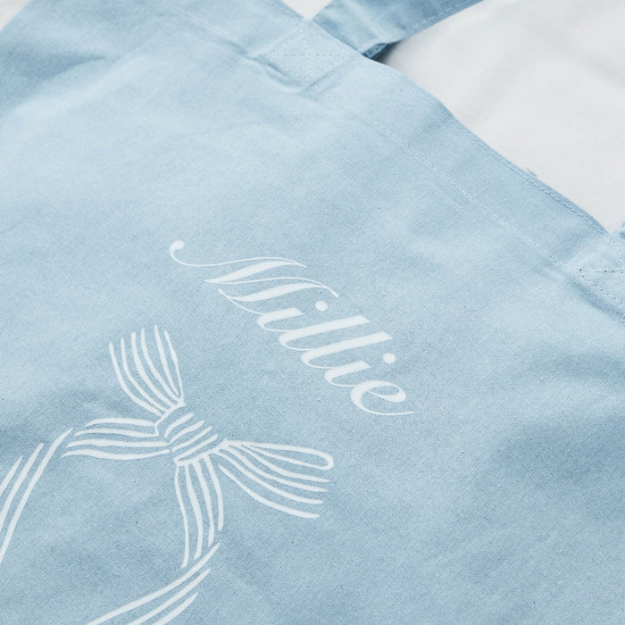 Personalised Hen Party Three Bow Tote Bag in Blue