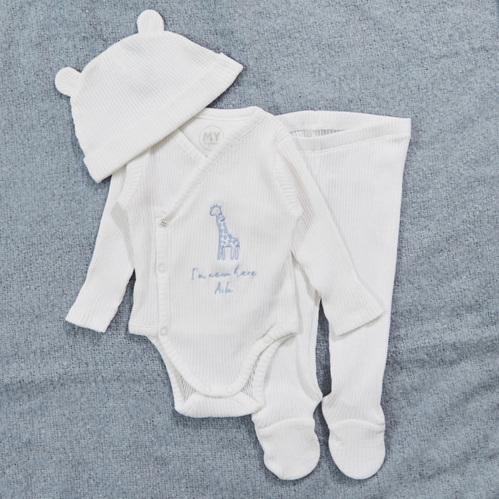 Personalised Home From The Hospital Blue Giraffe Gift Set