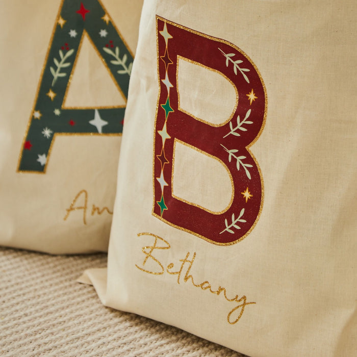 Personalised Initial Canvas Gift Sack