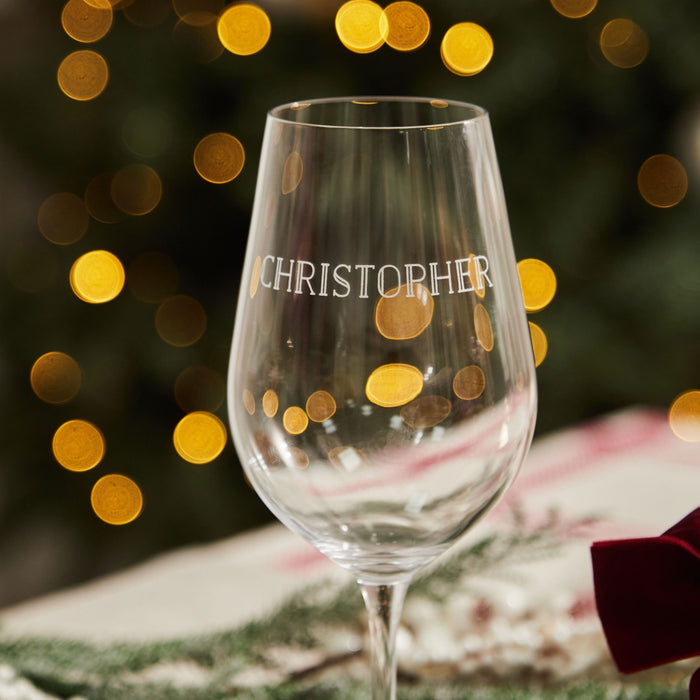 Personalised Inline Font Red Wine Glass