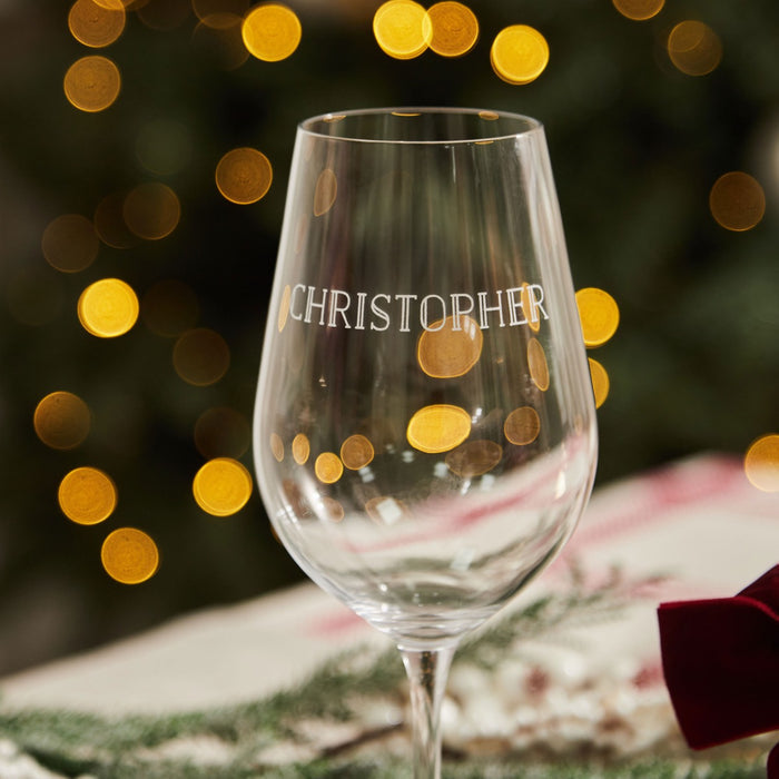 Personalised Inline Font White Wine Glass