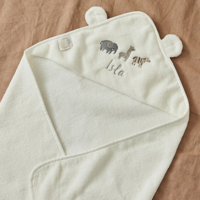 Personalised Ivory Born To Be Loved Small Hooded Towel
