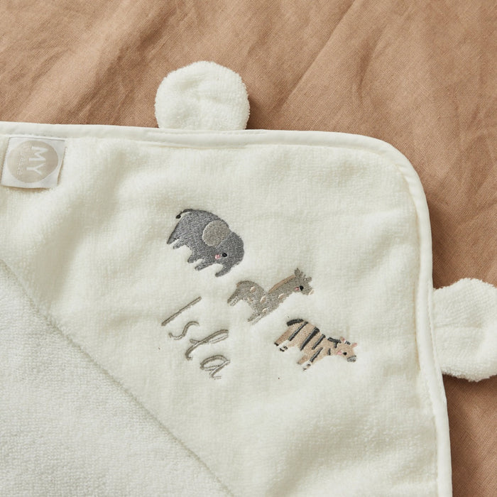 Personalised Ivory Born To Be Loved Small Hooded Towel
