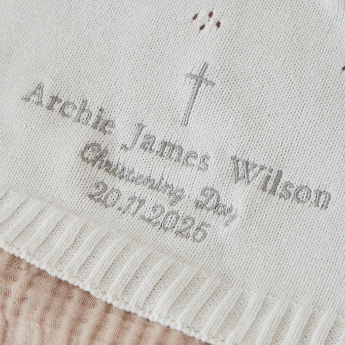 Personalised Ivory Christening Cashmere Blend Blanket