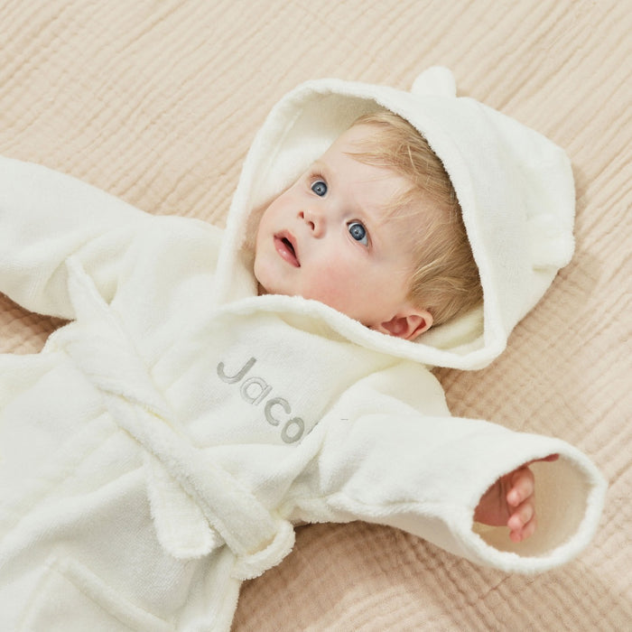 Personalised Ivory Cotton Towelling Robe