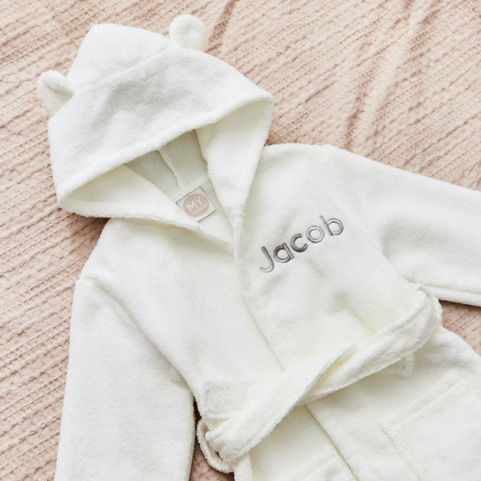 Personalised Ivory Cotton Towelling Robe