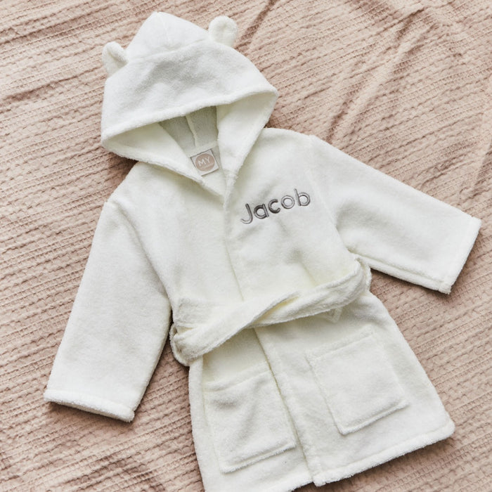 Personalised Ivory Cotton Towelling Robe