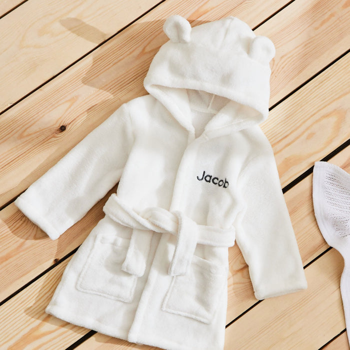 Personalised Ivory Fleece Robe with Ears