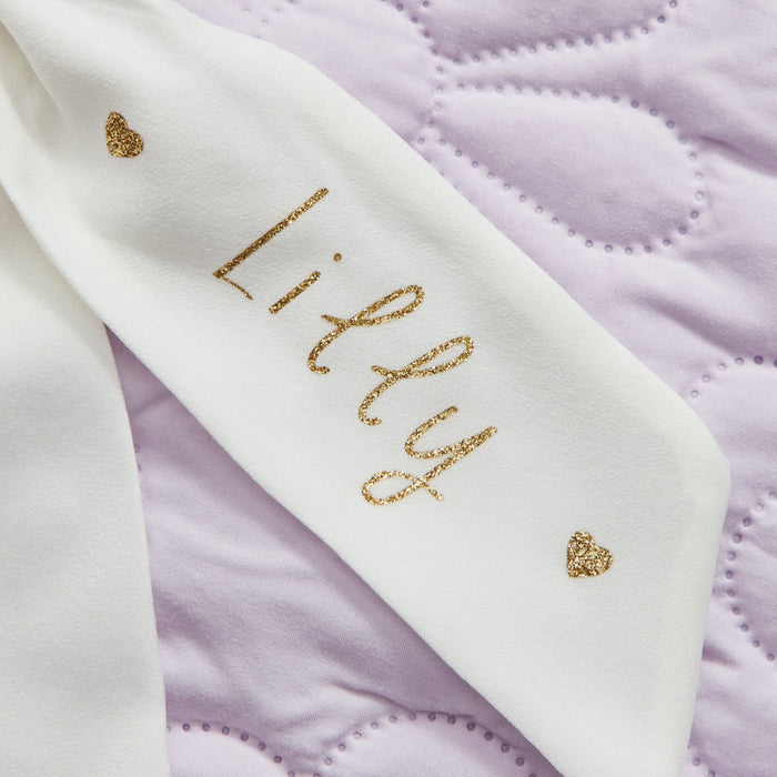 Personalised Ivory Gold Heart Hair Bow Clip