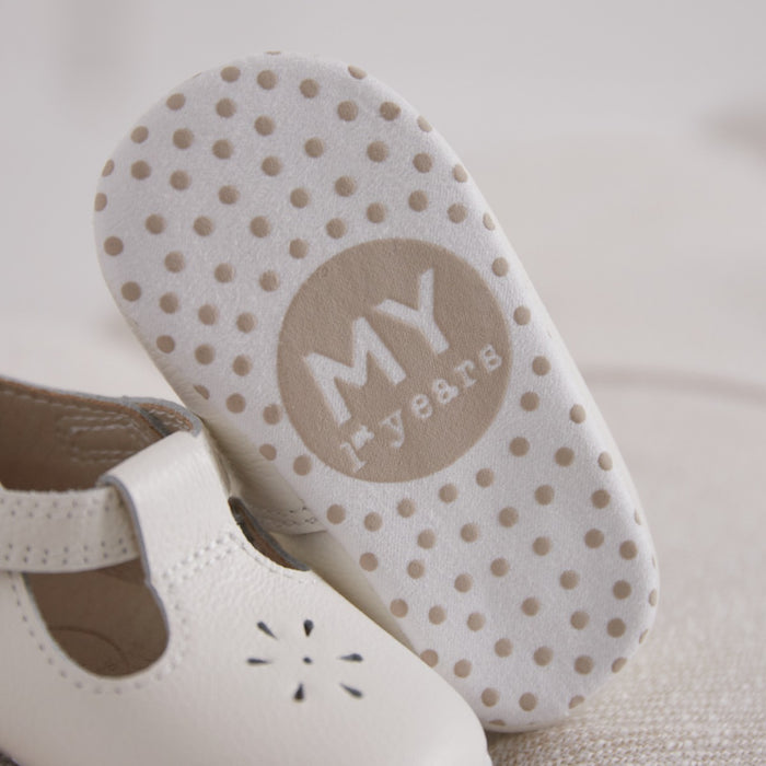 Personalised Ivory Leather Pram Shoes