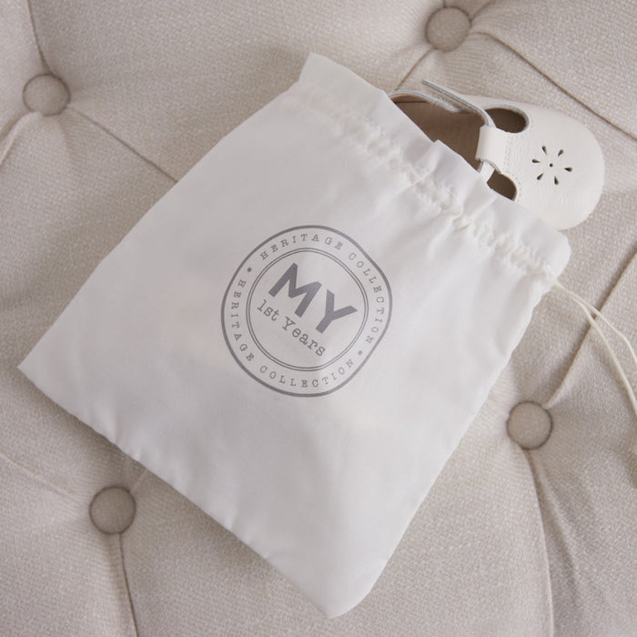 Personalised Ivory Leather Pram Shoes