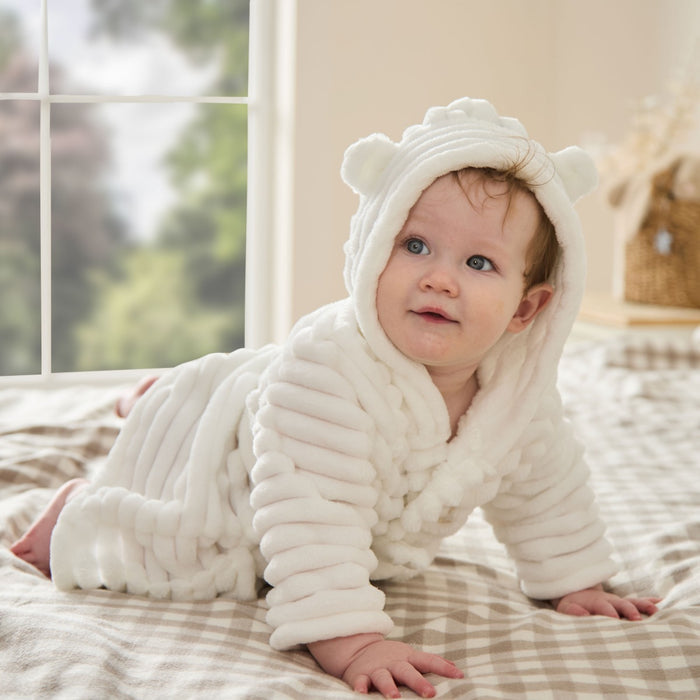 Personalised Ivory Ribbed Fleece Robe